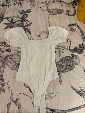 White Puff Sleeve Bodysuit